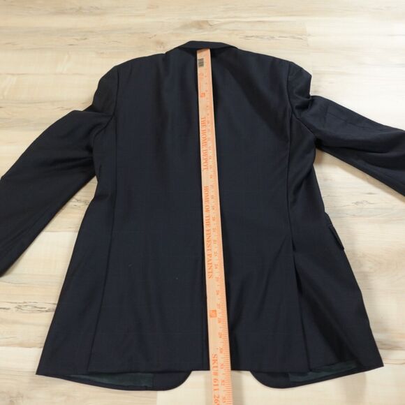 Trussini Men 40R Blazer Wool Three Button Single Breasted Navy Blue Window Pane - Picture 13 of 14